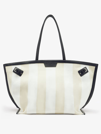 Proenza Schouler front image of Days Carryall in Striped Canvas in resin/white