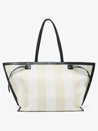 Proenza Schouler back image of Days Carryall in Striped Canvas in resin/white