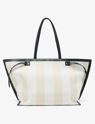Proenza Schouler back image of Days Carryall in Striped Canvas in resin/white