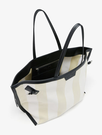 Proenza Schouler interior image of Days Carryall in Striped Canvas in resin/white