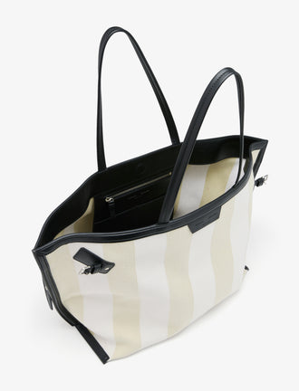 Proenza Schouler interior image of Days Carryall in Striped Canvas in resin/white