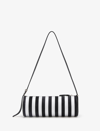 Proenza Schouler back image of Silo Bag in Pieced Stripes in black/white