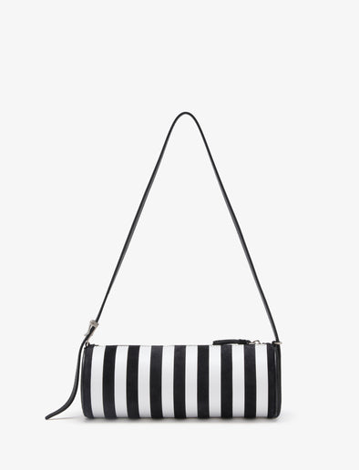 Proenza Schouler back image of Silo Bag in Pieced Stripes in black/white