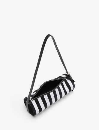 Proenza Schouler interior image of Silo Bag in Pieced Stripes in black/white