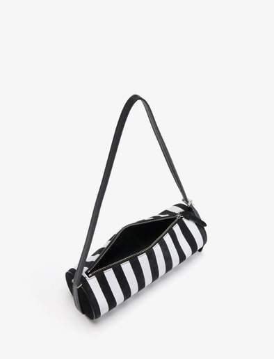 Proenza Schouler interior image of Silo Bag in Pieced Stripes in black/white