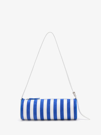 Proenza Schouler front image of Silo Bag in Pieced Stripes in cobalt/white