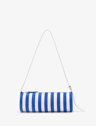 Proenza Schouler front image of Silo Bag in Pieced Stripes in cobalt/white