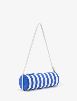 Proenza Schouler side image of Silo Bag in Pieced Stripes in cobalt/white