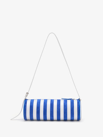 Proenza Schouler back image of Silo Bag in Pieced Stripes in cobalt/white