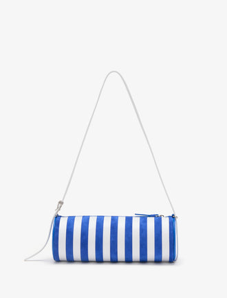 Proenza Schouler back image of Silo Bag in Pieced Stripes in cobalt/white