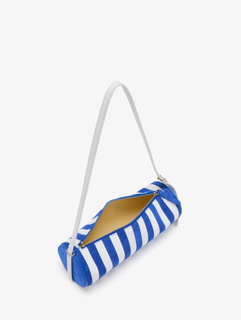 Proenza Schouler interior image of Silo Bag in Pieced Stripes in cobalt/white