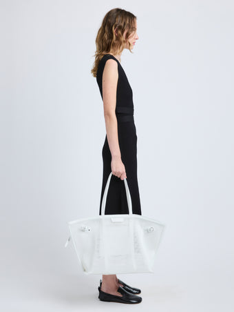 Image of model wearing Days Carryall in Mesh in Off-White