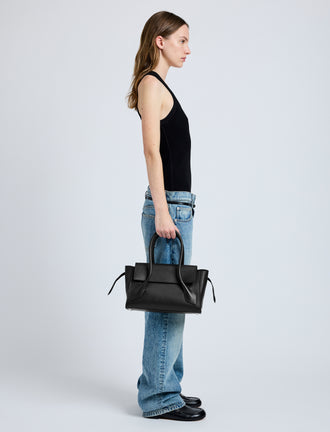 Image of model wearing Small Tate Bag in Black