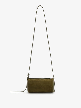 Proenza Schouler Back image of Crossbody Silo Bag in Kid Suede in Olive