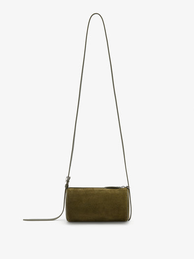 Proenza Schouler Back image of Crossbody Silo Bag in Kid Suede in Olive