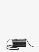 Proenza Schouler Front image of Crossbody Silo Bag in Black with strap folded down