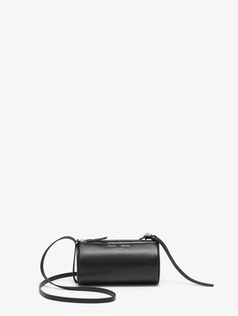 Proenza Schouler Front image of Crossbody Silo Bag in Black with strap folded down