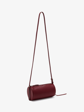 Side image of Crossbody Silo Bag in Merlot