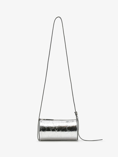 Front image of Crossbody Silo Bag in Silver