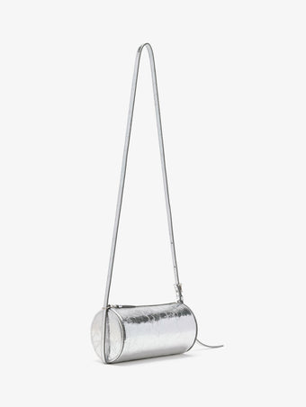 Side image of Crossbody Silo Bag in Silver