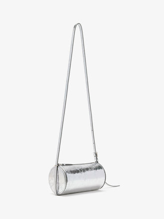 Side image of Crossbody Silo Bag in Silver