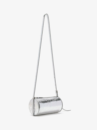 Side image of Crossbody Silo Bag in Silver