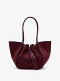 Proenza Schouler Front Still Life image of Large Ruched Tote in Soft Suede in Oxblood