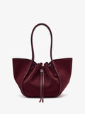 Proenza Schouler Back Still Life image of Large Ruched Tote in Soft Suede in Oxblood
