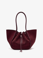 Proenza Schouler Back Still Life image of Large Ruched Tote in Soft Suede in Oxblood