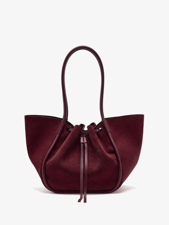 Proenza Schouler Back Still Life image of Large Ruched Tote in Soft Suede in Oxblood