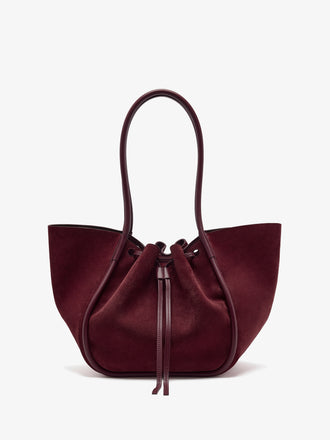 Proenza Schouler Back Still Life image of Large Ruched Tote in Soft Suede in Oxblood