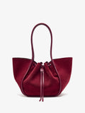 Back image of Large Ruched Tote in Soft Suede in Merlot