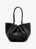 Proenza Schouler Front image of Large Ruched Tote in Soft Pebbled Calf in Black