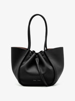Proenza Schouler Front image of Large Ruched Tote in Soft Pebbled Calf in Black