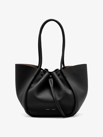 Proenza Schouler Front image of Large Ruched Tote in Soft Pebbled Calf in Black