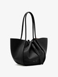 Proenza Schouler 3/4 image of Large Ruched Tote in Soft Pebbled Calf in Black