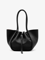 Proenza Schouler back image of Large Ruched Tote in Soft Pebbled Calf in Black