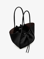 Proenza Schouler aerial  image of Large Ruched Tote in Soft Pebbled Calf in Black