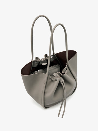 Aerial image of Large Ruched Tote in Soft Pebbled Calf in Slate