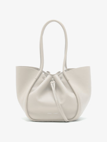 Proenza Schouler Front image of Large Ruched Tote in Soft Pebbled Calf in ecru