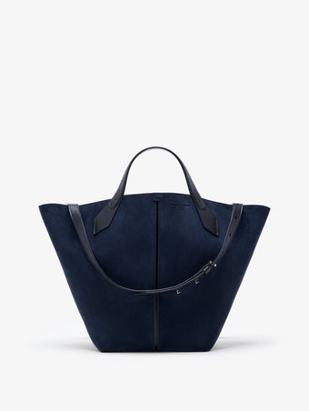 Proenza Schouler Front image of Large Chelsea Tote in Soft Suede in Dark Navy