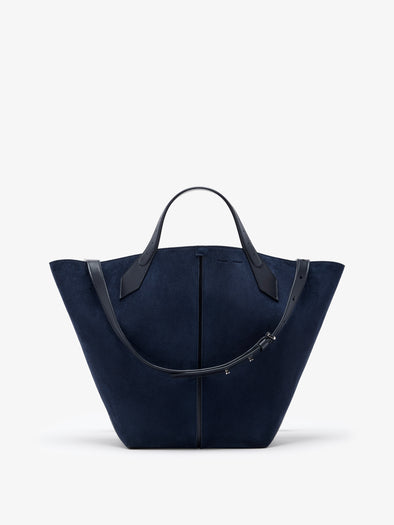 Proenza Schouler Front image of Large Chelsea Tote in Soft Suede in Dark Navy