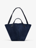 Proenza Schouler Front image of Large Chelsea Tote in Soft Suede in Dark Navy with Shoulder Strap Extended