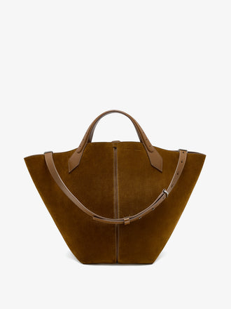Front image of Large Chelsea Tote in Soft Suede in Fern