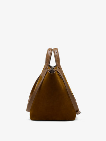 Side image of Large Chelsea Tote in Soft Suede in Fern