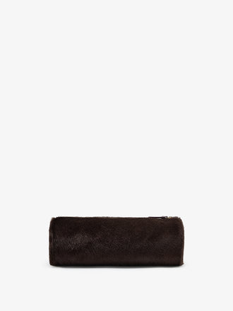 Proenza Schouler Back image of Silo Clutch in Shearling in Chocolate