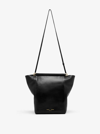 Proenza Schouler Front image of Reade Shoulder Bag in Nappa in Black with strap extended
