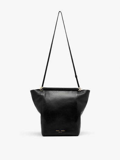 Proenza Schouler Front image of Reade Shoulder Bag in Nappa in Black with strap extended