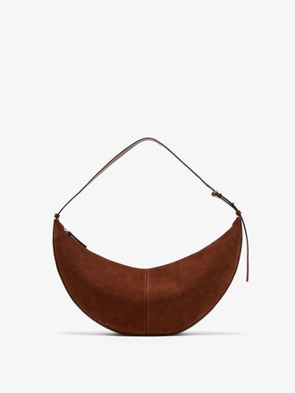 Proenza Schouler Front image of Hobo Slide Bag in Soft Suede in Rust