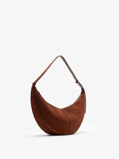 Proenza Schouler Side image of Hobo Slide Bag in Soft Suede in Rust